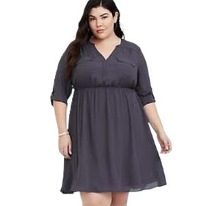 Harper Grey Georgette Shirt Dress